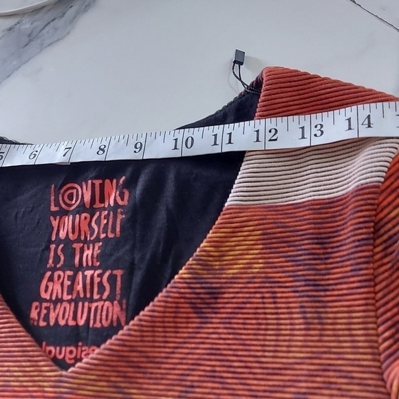 Boho Earthy Knit Dress Desigual Striped Fit & Flare Dress Large Effortless Chic - Picture 11 of 14